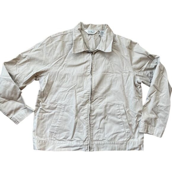 Vintage LL Bean Jacket Classic Cream Pockets Collared Zip Up Womens Size 16 - Picture 1 of 8